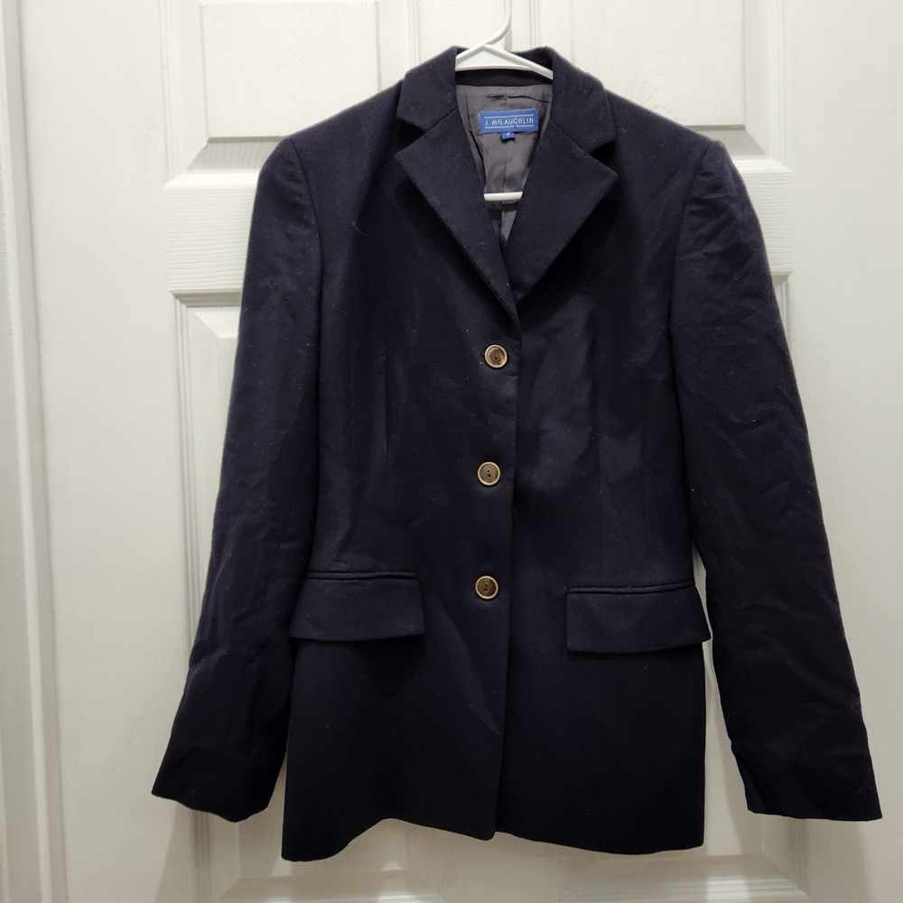 J. Mclaughlin Wool and Cashmere Blazer in Navy